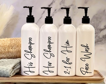 White Shampoo and Conditioner Bottles  | Bathroom Bottle Set | Refillable Shampoo Bottle Bottles | Modern Bathroom | Reusable Shampoo Bottle