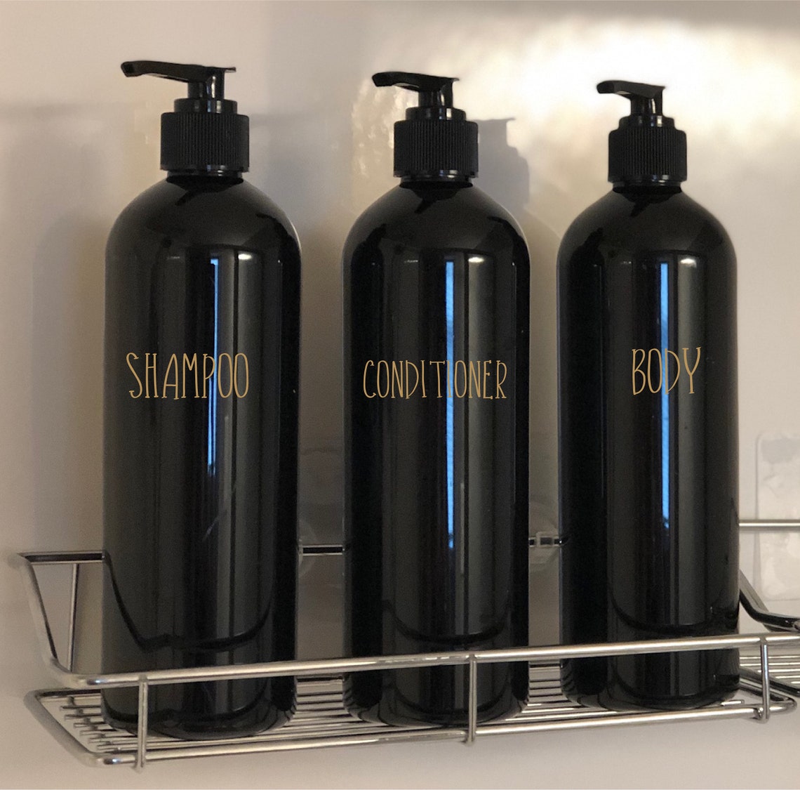 Black Shampoo & Conditioner Bottles Bathroom Bottle Set Etsy