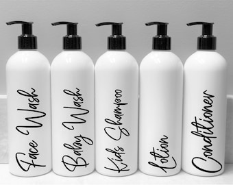 White Shampoo & Conditioner Bottles  | Bathroom Bottle Set | Refillable Shampoo Bottle Bottles | Modern Bathroom | Reusable Shampoo Bottle