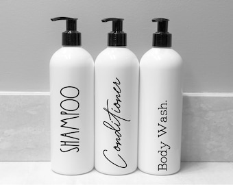 3 White Shampoo & Conditioner Set | Bathroom Bottle Set | Refill Shampoo Bottle Bottles | shampoo dispenser | Rae Dunn Bathroom | Mom Gift