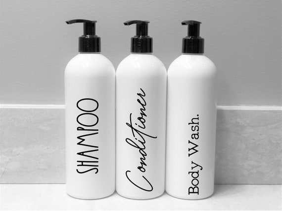 3 White Shampoo & Conditioner Set Bathroom Bottle Set Refill Shampoo Bottle  Bottles Shampoo Dispenser Rae Dunn Bathroom Mom Gift 