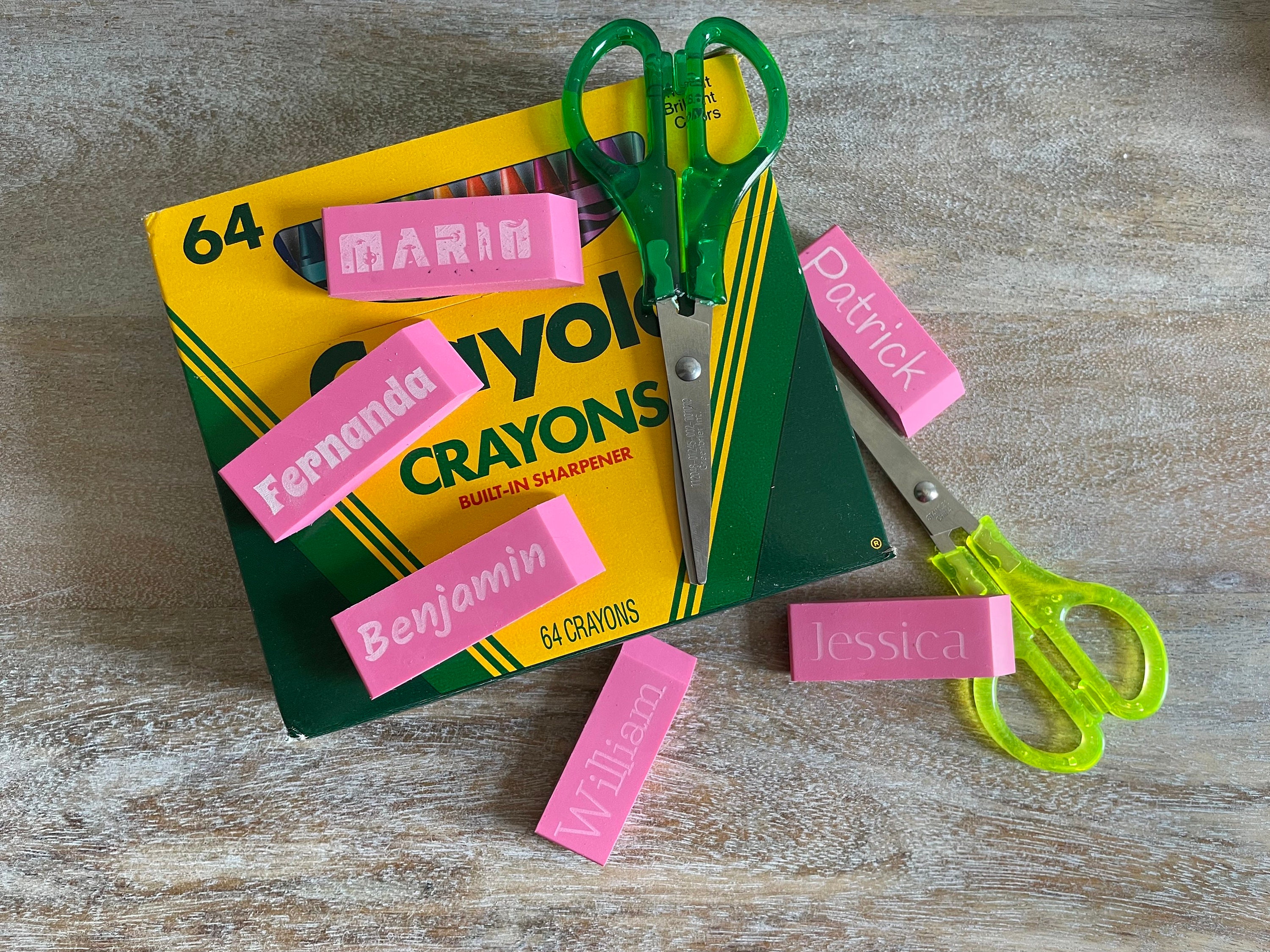 3 Personalized Pink Erasers for Back To School Laser Engraved With Your Name