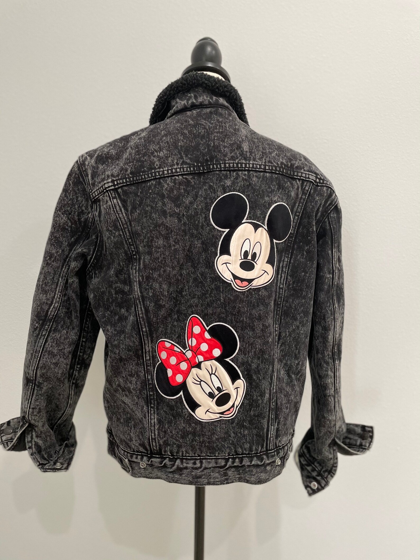 Levi's Denim Jacket Remixed Disney Mickey Mouseminnie Etsy