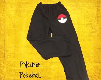 Pokeman Pokeball Pajama Pants Fleece Child or Adult