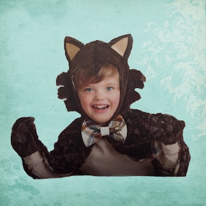Wolf Cape Kostüm Kindergröße 3-8