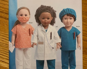 Simplicity 18" American Girl Doll Pattern Doctor Nurse Costumes S9367