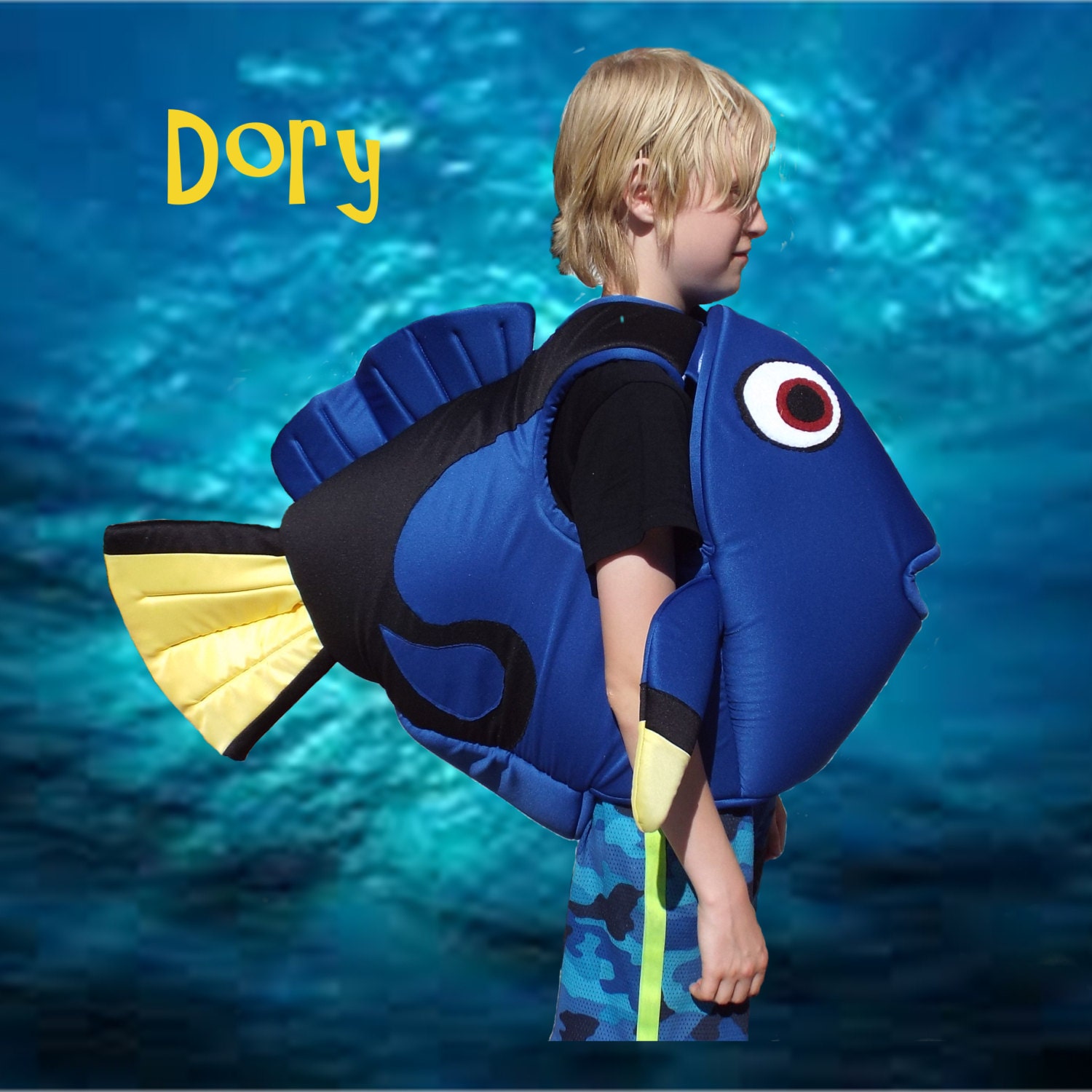 Dory Fish Body Costume Trous de bras en mousse recouverts de