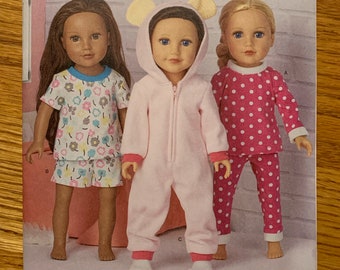 Simplicity 18" American Girl Doll Pattern Pajama Costumes S9425