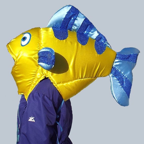Fish Costume Fits Adult or Child Satin Covered Foam Head With Underarm  Ties, Lined 