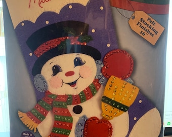 Design Works Felt Stocking Snowman with Broom #5505