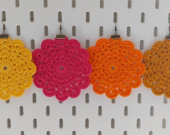 Big Crochet Hoop Earrings - Handmade Oversize Boho Chic Jewelry