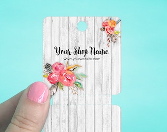 Barn Wood Floral Fold Over Tags | Necklace Cards | Bracelet Cards | Jewelry Display Cards | Design Included