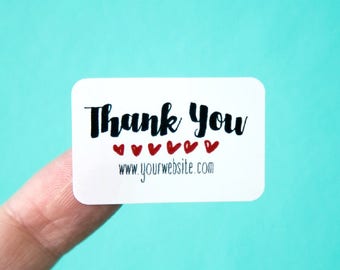 Thank You Labels | Custom Stickers | 1.5x1" Set of 60 | Thank You Stickers | Wedding Stickers | Shipping Supplies | Hearts