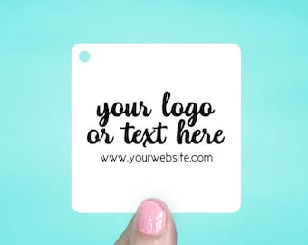 Custom Hang Tags with Your Logo, Price Tags, Custom Product Packaging, Jewelry Packaging Supplies, Rounded Square 2.5”, SH2002-04