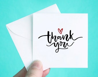 Set of 12 Thank You Cards with Envelopes, Small Thank You Note Cards, Heart Thank You Mini Note Cards, Thank You Notes, 3 x 3"