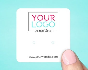Custom Earring Cards with Your Logo or Text, Rounded Square Jewelry Display Cards for Packaging, 2 x 2" Bulk Set of 115 Cards, SH0002-01-E