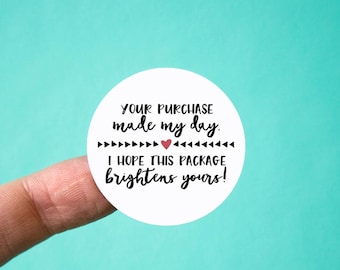 Thank You Labels | Packaging Stickers | Thank You Stickers | Shop Supplies | Shipping Supplies | Your Purchase Made My Day