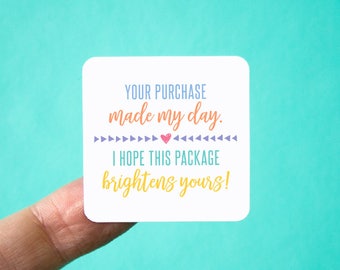 Thank You Stickers | Packaging Stickers | Pastel Stickers | Shop Supplies | Shipping Supplies | Your Purchase Made My Day Pastel Edition
