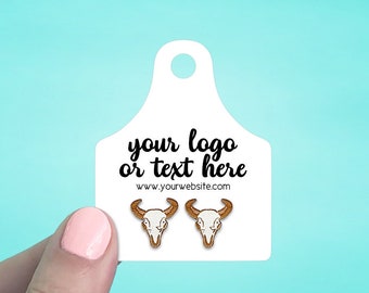 Custom Earring Cards for Jewelry Packaging and Display with your logo, Jewelry Cards for Earrings, Cattle Tag, 2 x 2.5" 86 Pcs, SH0087-01-E