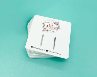 45 Hair Bow Cards 3 x 3", Custom Hair Clip Cards, Personalized Hair Accessory Cards, Bow Tie Cards, Rounded Square, SH0002-03-H