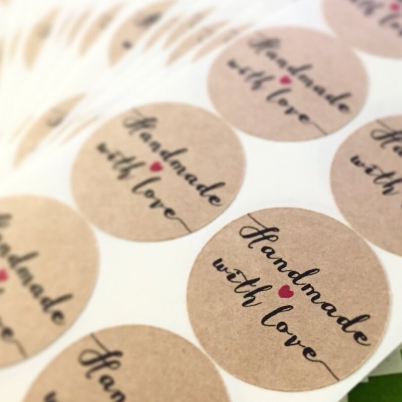 handmade with love stickers circle stickers handmade with