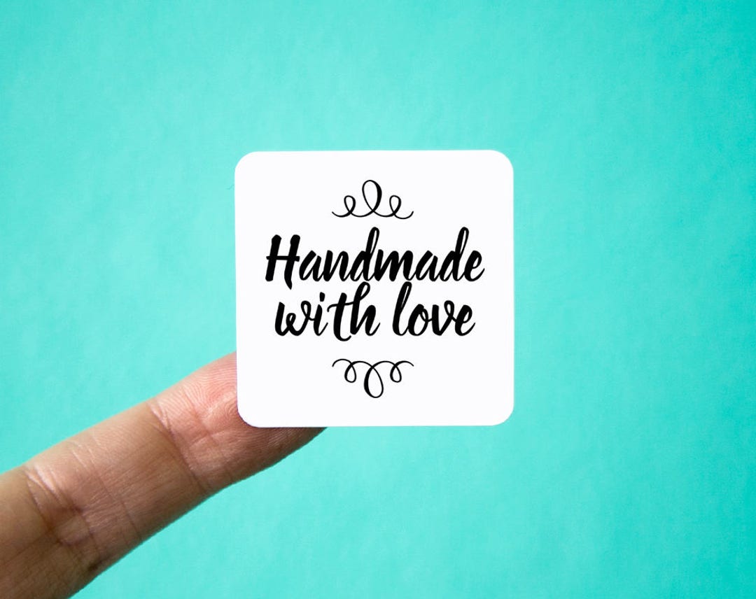 Handmade With Love Labels Packaging Stickers Square Shape Handmade With
