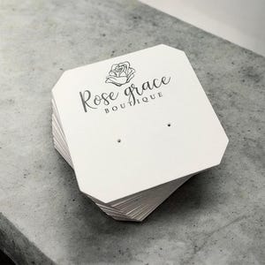 120 tarjetas para aretes de 2 x 2", tarjetas para aretes personalizadas, tarjetas para exhibir aretes personalizadas, tarjetas para joyería, esquinas cortadas en forma cuadrada, SH0004-01-E