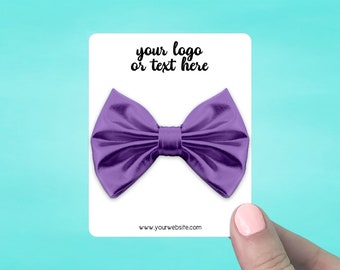 36 Hair Bow Cards 3 x 3.75", Custom Hair Clip Cards, Personalized Hair Accessory Cards, Bow Tie Cards, Rounded Rectangle, SH0014-06