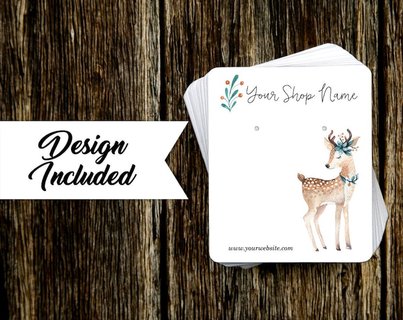 Earring Cards Baby Deer Jewelry Cards Necklace Cards Holiday Earring Cards Design Included Jewelry Display Cards