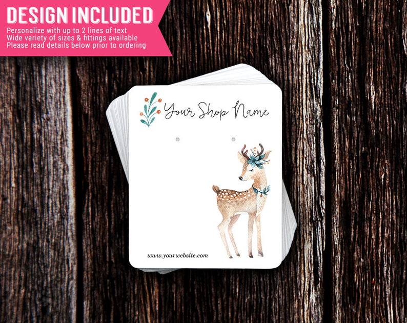 Earring Cards Baby Deer Jewelry Cards Necklace Cards Holiday Earring Cards Design Included Jewelry Display Cards