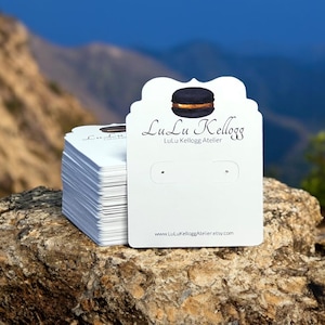Tarjetas para pendientes personalizadas con su logotipo o texto, tarjetas de exhibición de pendientes para embalaje, rectángulo superior adornado de 2 x 2,5 pulgadas, juego a granel de 90, SH0037-01-E