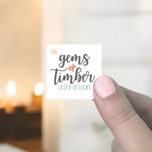 120 etiquetas personalizadas cuadradas de 3,8 x 3,8 cm / Etiquetas personalizadas / Etiquetas para joyería / Etiquetas de precio / Etiquetas para ropa / Etiquetas para regalos / Etiquetas colgantes / SH2001-02