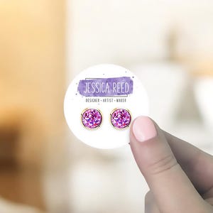 Custom Earring Cards with Your Logo or Text, Jewelry Display Cards for Packaging, Round Circle 2 x 2" Bulk Set of 120, SH0007-01-E