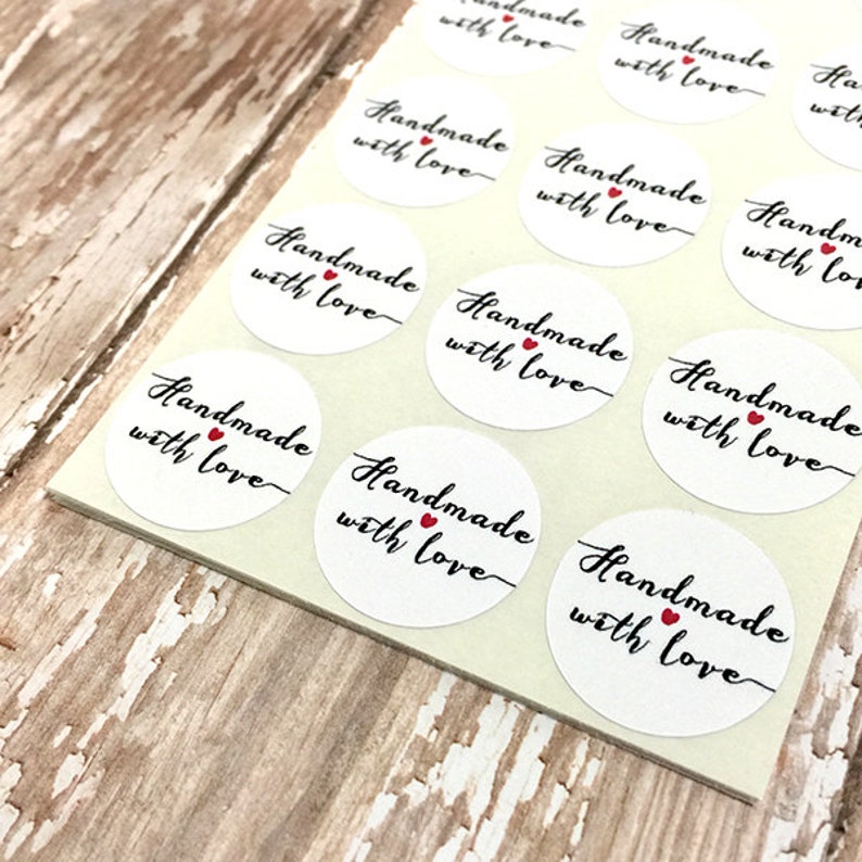 handmade with love stickers circle stickers handmade with