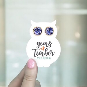 Boucles d'oreilles en forme de hibou | Cartes Bijoux | Cartes de présentation de boucles d'oreilles personnalisées | forme hibou | Jeu de 75 | SH0028-01