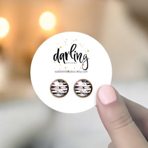 Tarjetas para pendientes personalizadas con su logotipo o texto, tarjetas de exhibición de joyas para embalaje, círculo redondo de 2,5 x 2,5", juego de 72 unidades, SH0007-02-E