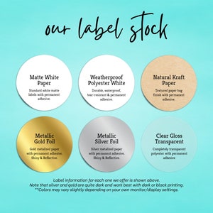 Custom Stickers Custom Labels 1.5 Circle Stickers Set of 48 Personalized Labels Kraft Stickers Clear Stickers SH3078-02 image 2
