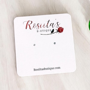 Tarjetas para aretes, 2 x 2", 120 unidades, Tarjetas para aretes personalizadas, Tarjetas para exhibir aretes personalizadas, Tarjetas para joyería, Cuadrado redondeado, SH0002-01-E