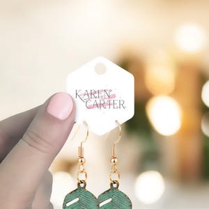 Mini cartes pour boucles d'oreilles 1,5 x 1,75 po. 96 pcs | Cartes pour boucles d'oreilles à suspendre | Cartes pour bijoux | Vierges ou personnalisées | Hexagone | SH0079-04