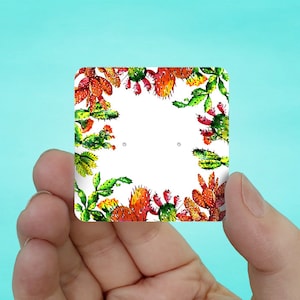 Earring Cards | 2&quot; Set of 30 Bright Cactus Design | Stud Earring Cards | Earring Display Cards | Jewelry Cards | READY TO SHIP | SH989-10