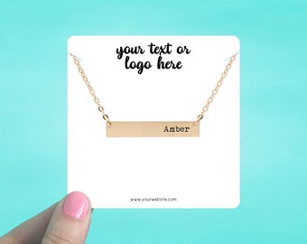 Necklace Cards 3.5 x 3.5" Set of 34, Custom Necklace Display Cards, Personalized Jewelry Cards, Necklace Tags, Rounded Square, SH0002-04