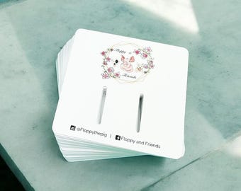 36 Hair Bow Cards 3.5 x 3.5", Custom Hair Clip Cards, Personalized Hair Accessory Cards, Bow Tie Cards, Rounded Square, SH0002-04
