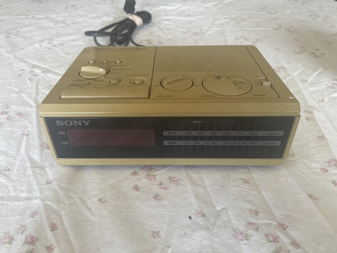 Vintage Sony Dream Machine Alarm Clock Radio Rare Tan Color Dual Alarms