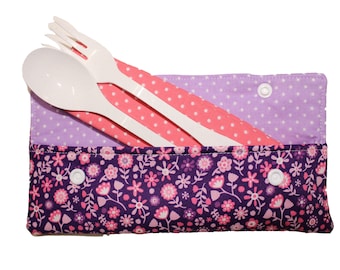 Pink and Purple Floral Cutlery Case