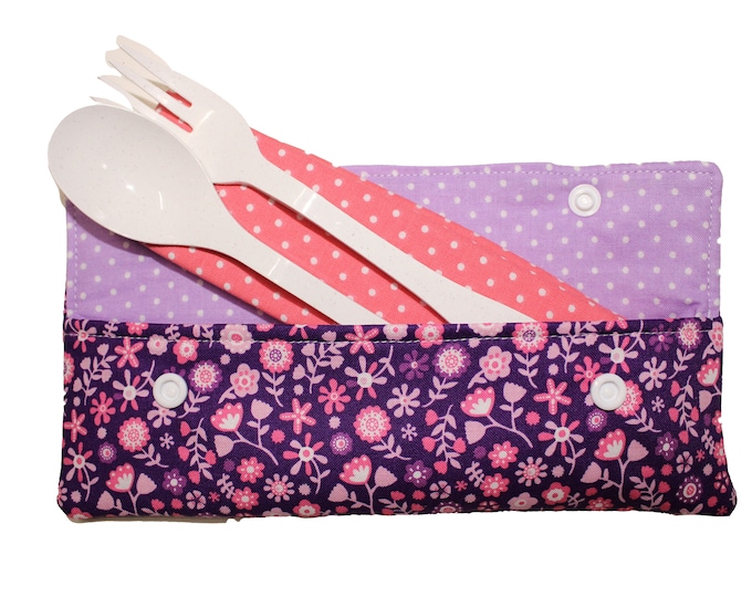 Pink and Purple Floral Cutlery Case