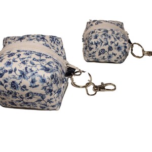 Cube Pouch French Blue and Cream Floral