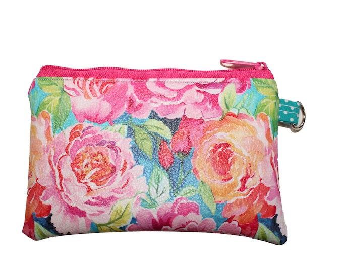 Pebbled Vinyl Coin Purse Bright Floral