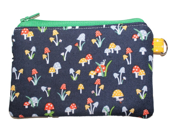 Mushrooms on Navy Blue Coin Purse