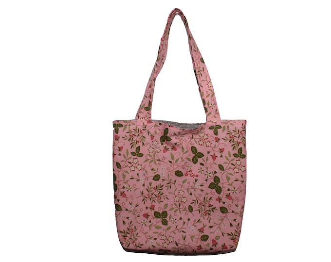 Mini Tote Strawberries on Pink