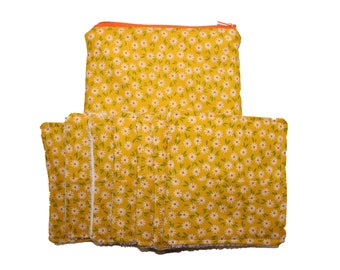 Reusable Facial Wipes Daisies on Yellow